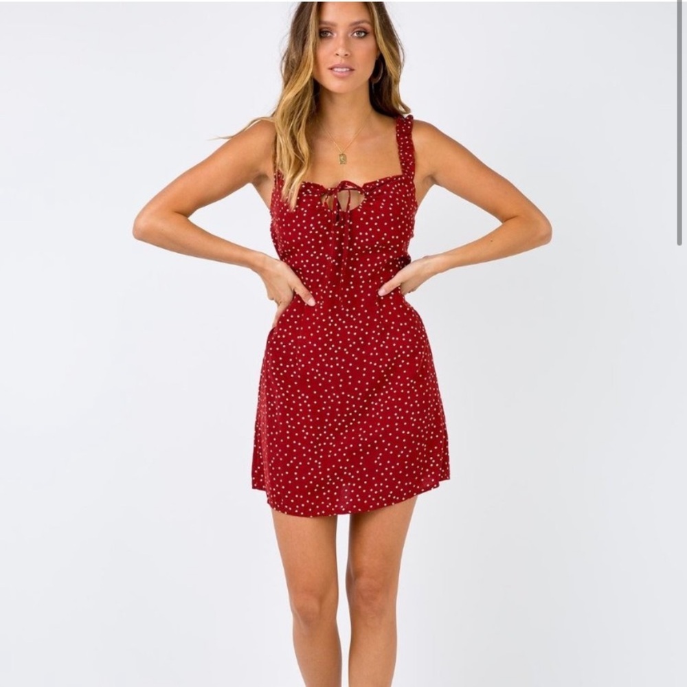 Princess Polly red polka dot mini dress size 0 midnight madness summer